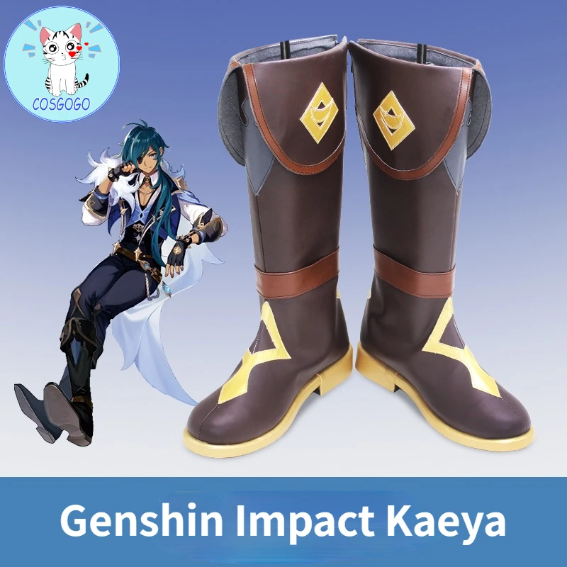 

Genshin Impact Kaeya Cosplay Boots Men Long tube Anime Cosplay halloween PU leather CUSTOMIZED