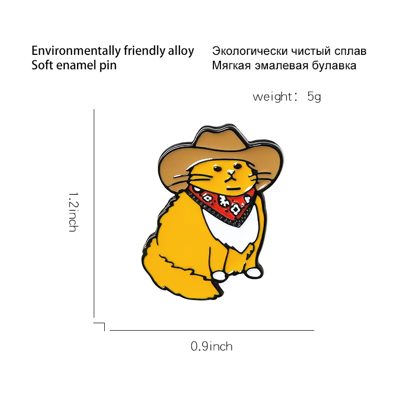 رعاة البقر القطط المينا دبوس مخصص مضحك قبعة للحيوانات دبابيس قميص التلبيب حقيبة لطيف شارة الكرتون هريرة مجوهرات هدية للأصدقاء