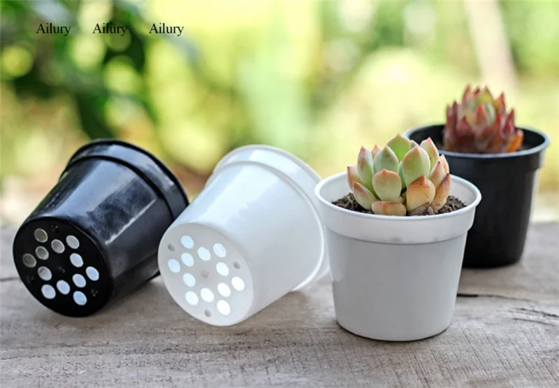 10Pcs,Small White Pot Round Mini Box Plastic Flowerpot Seedling Transplanting Succulent Nursery Garden Outdoor