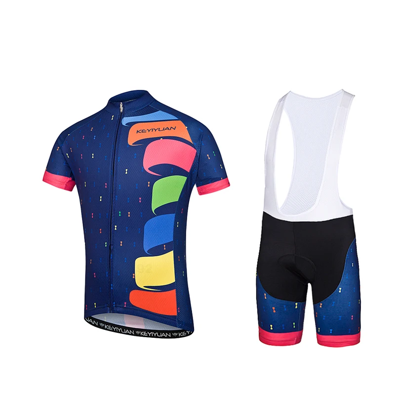 KEYIYUAN  New 2023 Men Short Sleeve Cycling Jersey Set Summer 20D Bib Shorts Bicycle Clothes Mtb Clothing Suit Tenue Velo Homme