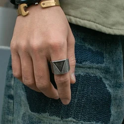 Stainless Steel Viking triangle love Ring vintage Custom retro Classic jewelry finger man engagement ring Boyfriend Gift OSR067