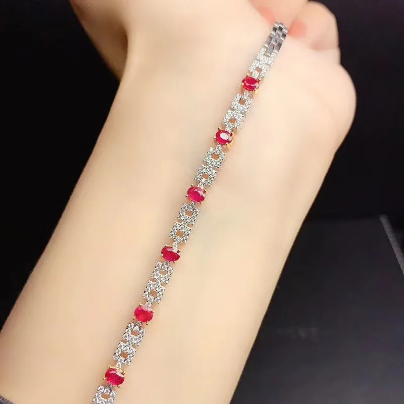 

Natural Ruby Bracelet S925 Sterling Silver Bracelet Ladies Exquisite Luxury Bracelet Fashion Jewelry