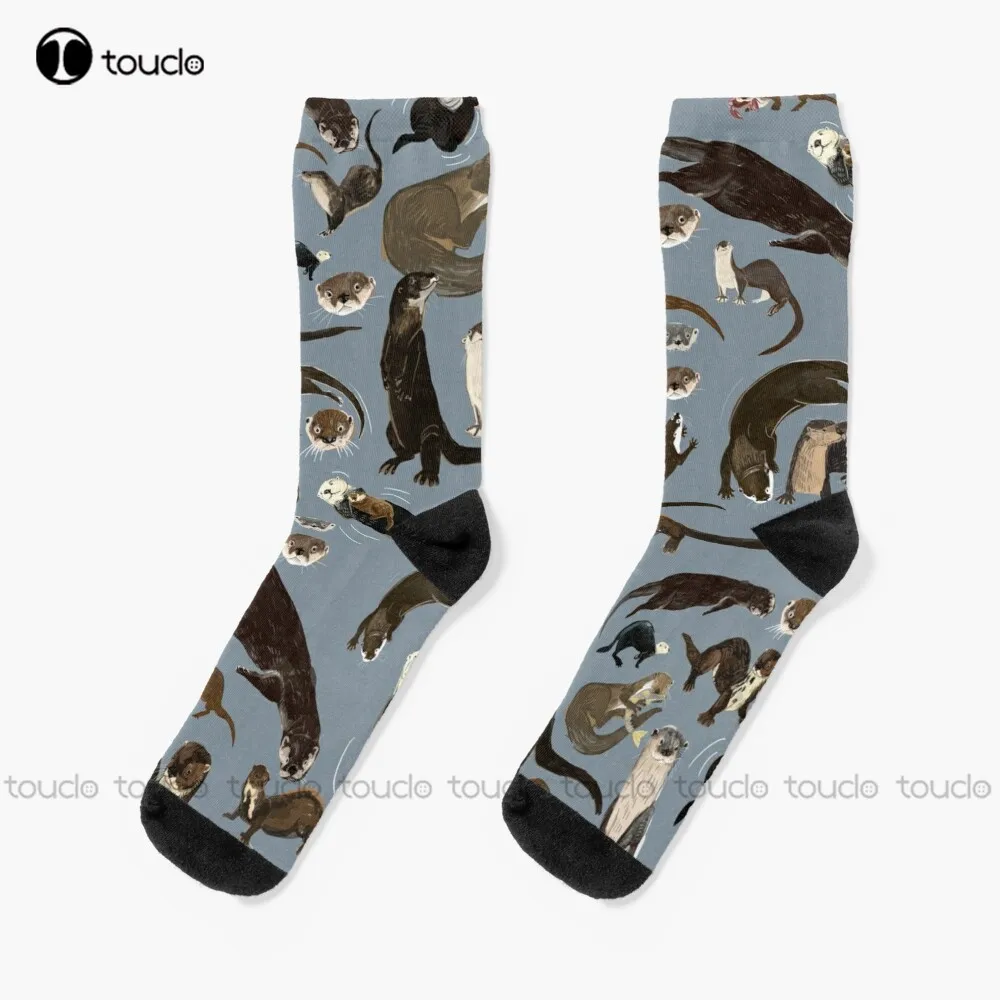 Old World Otters Socks Long Socks For Women Christmas New Year Thanksgiving Day Gift Unisex Adult Teen Youth Socks Custom Sock