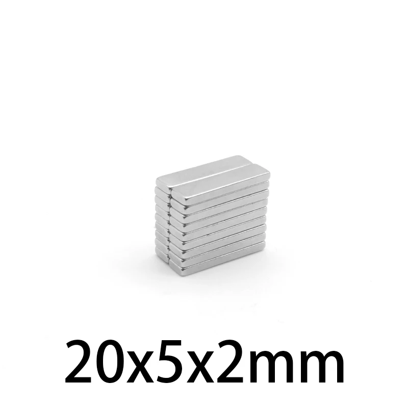 10 ~ 300 PCS 20x5x2mm 블록 슈퍼 강한 마그네틱 자석 20mm * 5mm * 2mm 영구 네오디뮴 직사각형 자석 20*5*2mm