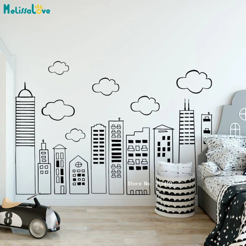 Exquisite Kids Decals Beauty for Childrens City Wall Stickers Home Decor Nursery Murals Removable DIY YT6194