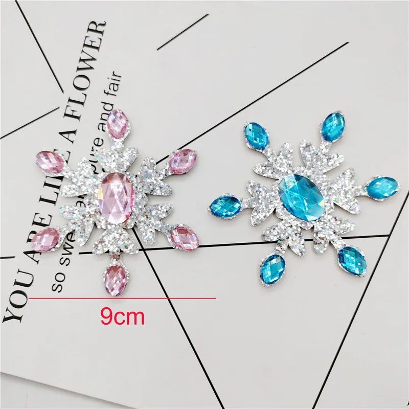 10 sztuk/partia crystal Snowflake aplikacje dla majsterkowiczów akcesoria do włosów dla dzieci Hairband Flower Dress Decoration