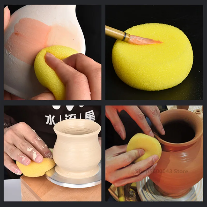 12 pezzi/set spugna rotonda morbida ceramica assorbente d\'acqua scultura modellazione spugna idratante colorazione strumenti di ceramica puliti