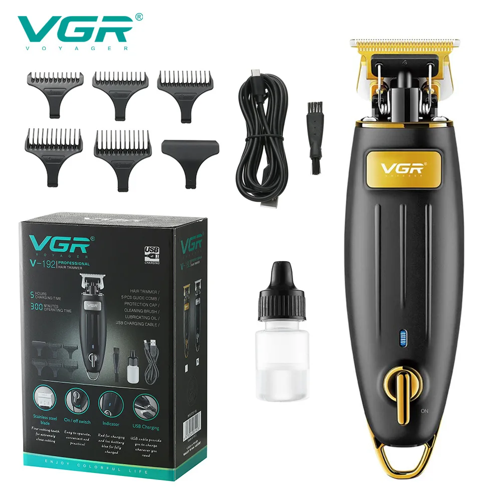 VGR Professional Cordless Hair Clipper Men's Electric Hair Clippers Beard Hair Trimmer Rechargeable Oil Head Shaver VGR V-192