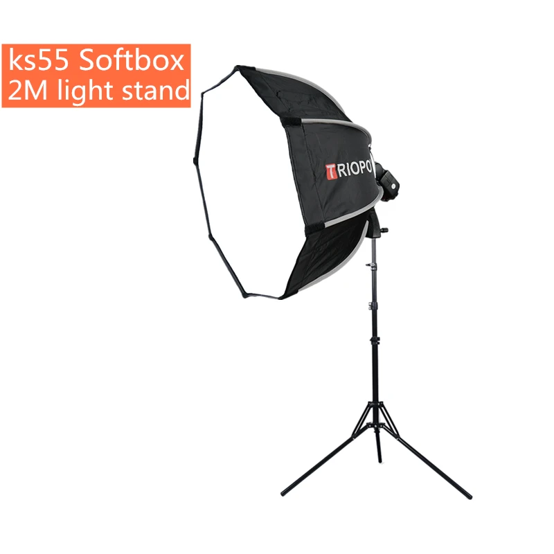 TRIOPO ks55 55cm Flash Speedlite Softbox Portable Outdoor Octagon Umbrella Softbox With 2m light stand