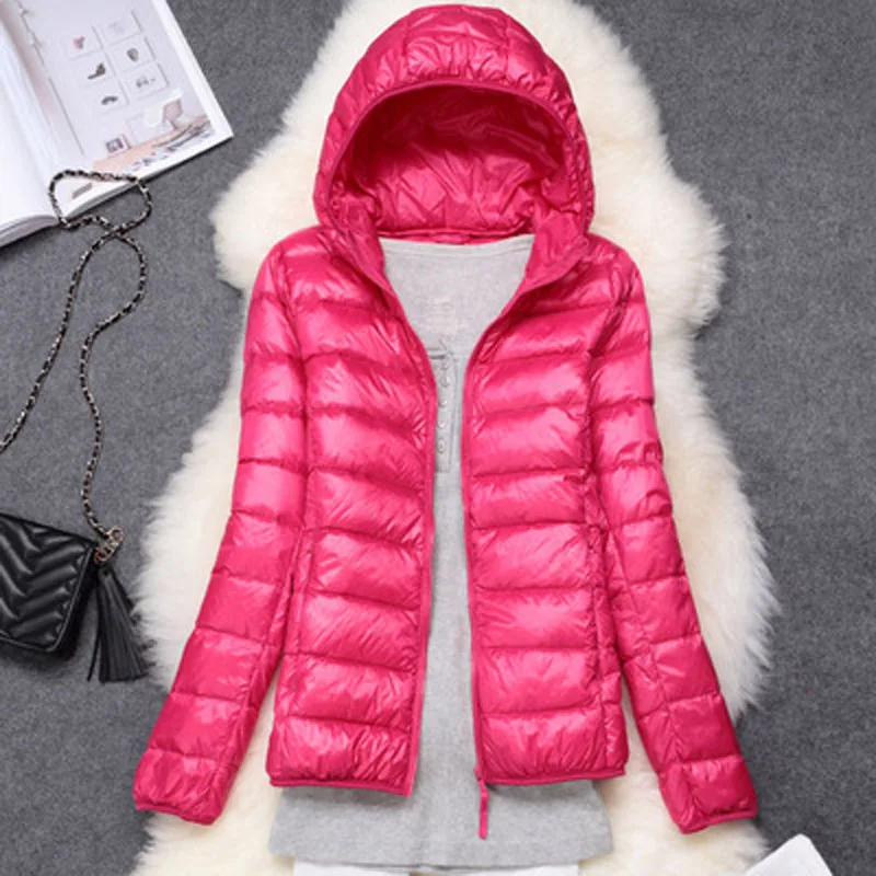 ผู้หญิงฤดูหนาว Ultralight บางลงเสื้อเป็ดสีขาวลงเสื้อแจ็คเก็ตแขนยาว WARM Coat Parka หญิงแบบพกพา Outwear