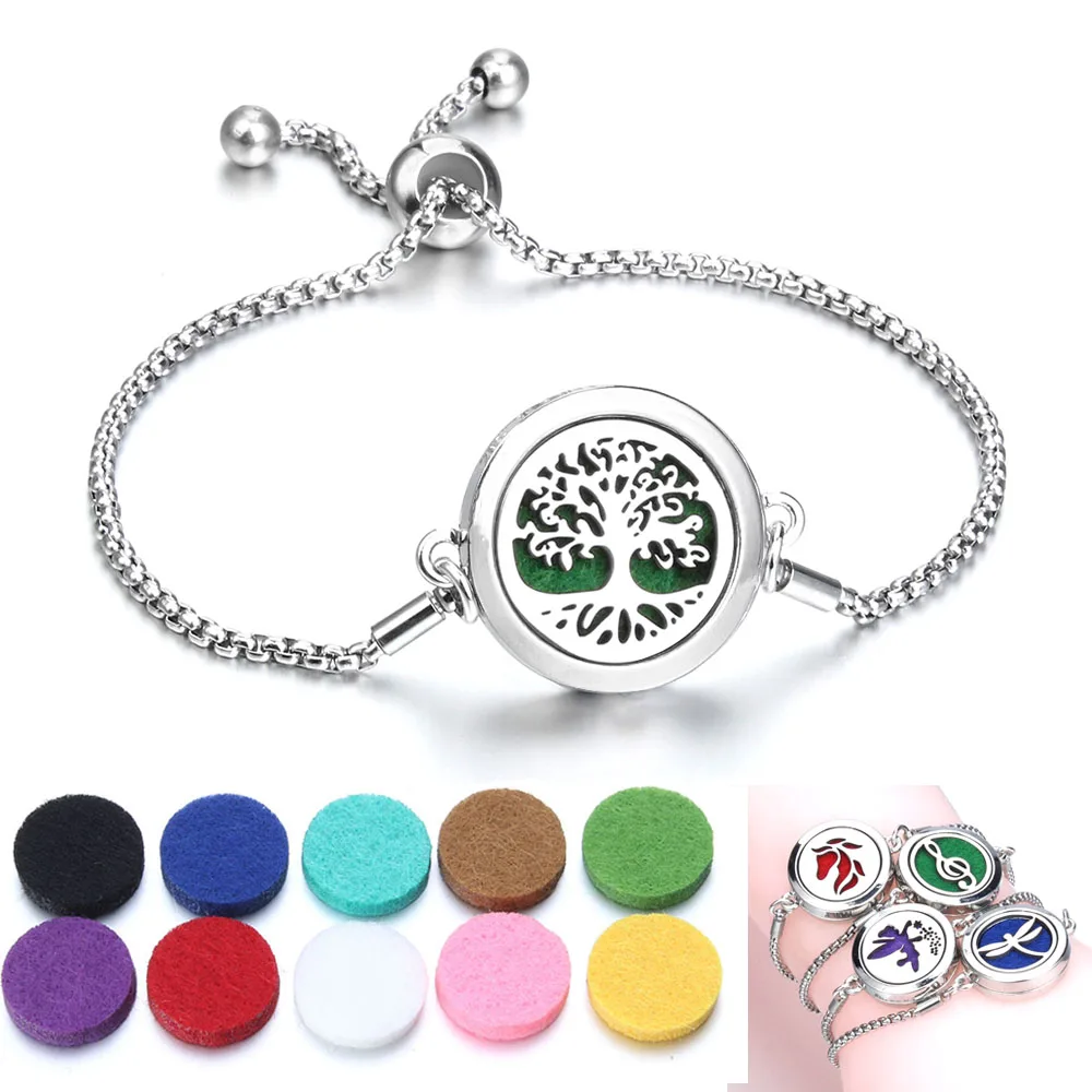 New Bracelets Bangle Aroma Diffuser Perfume Essential Oil Aromatherapy Lockets Jewelry Fashion Adjustable Bracelet Free 10Pads