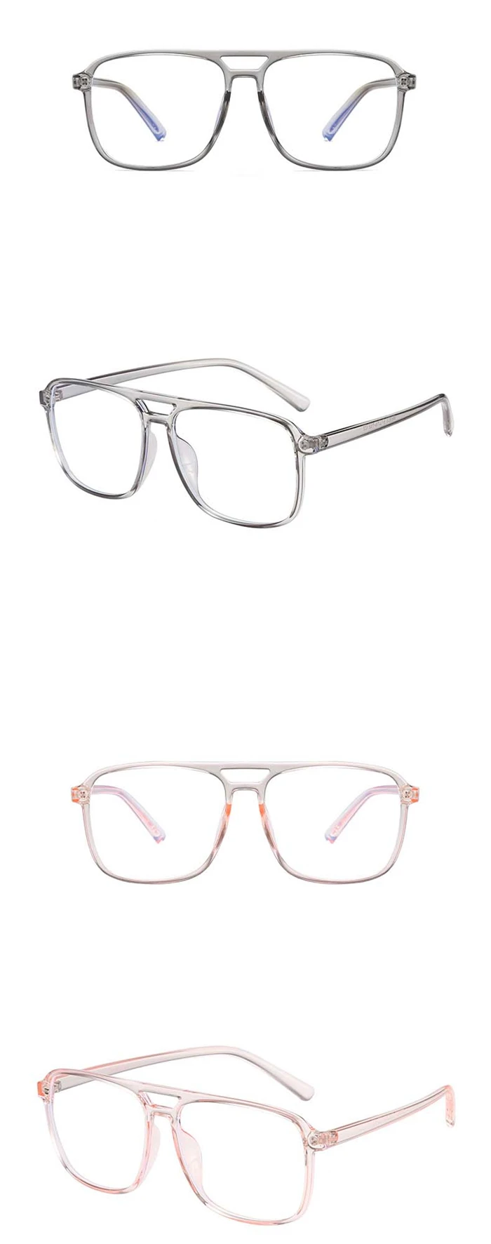 Blockieren des blauen Licht quadrats kurzsichtige Brille Doppels trahl transparent grau tr90 Dioptrien brille verschreibung pflichtig-0,5-1,0 bis-4 – Detail 7
