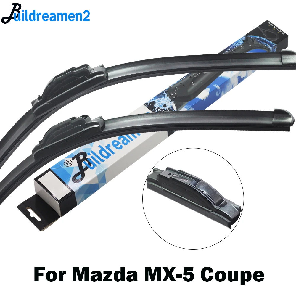 Buildreamen2 Car Accessories Wiper Blade Windshield Front Rubber Wiper For Mazda MX-5 MX5 Coupe Fit Hook Arms 1989-2018