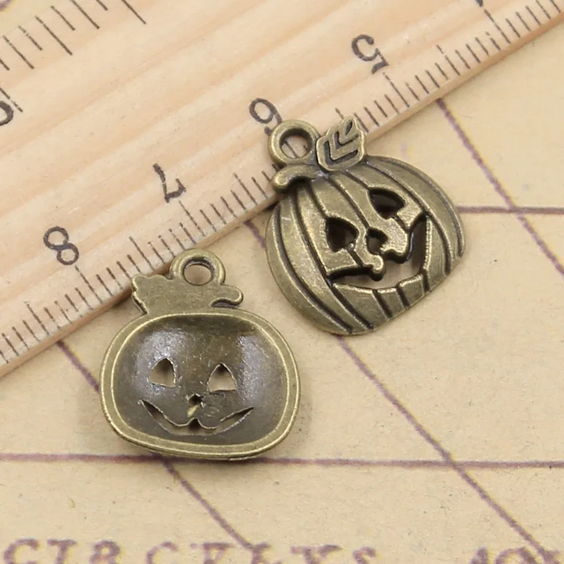 20pcs Charms Pumpkin Jack Lantern Halloween 18x15mm Tibetan Bronze Silver Color Pendants Antique Making DIY Handmade Craft