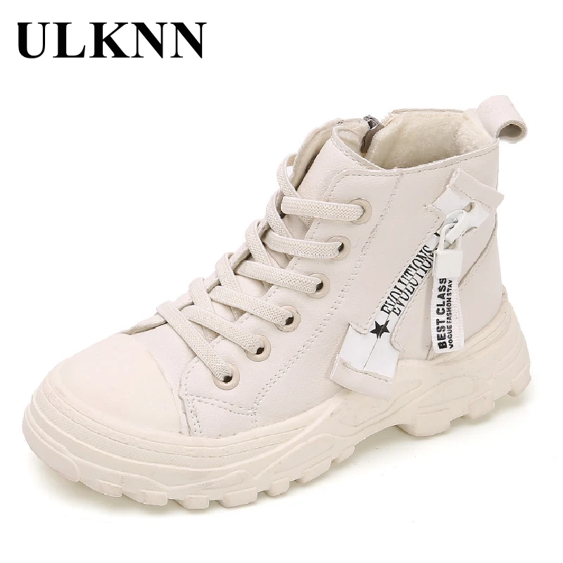 

ULKNN Children Leather Sneakers For Babies Boys&girls Casual Shoes For First Steps Soft Non-slip Sole Kids Fashion Boots Ankle
