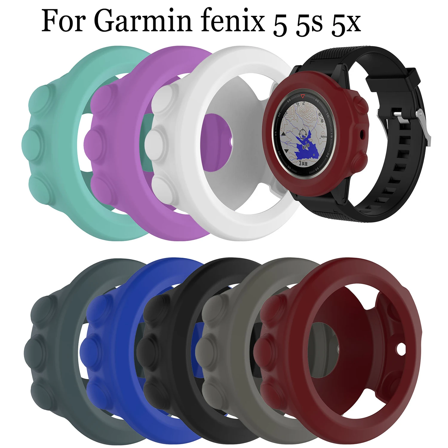 New Light-weight smart Anti-fall silicone Protective Case Cover For Garmin Fenix 5/5s/5x Plus sport watch Ultra-slim frame shell