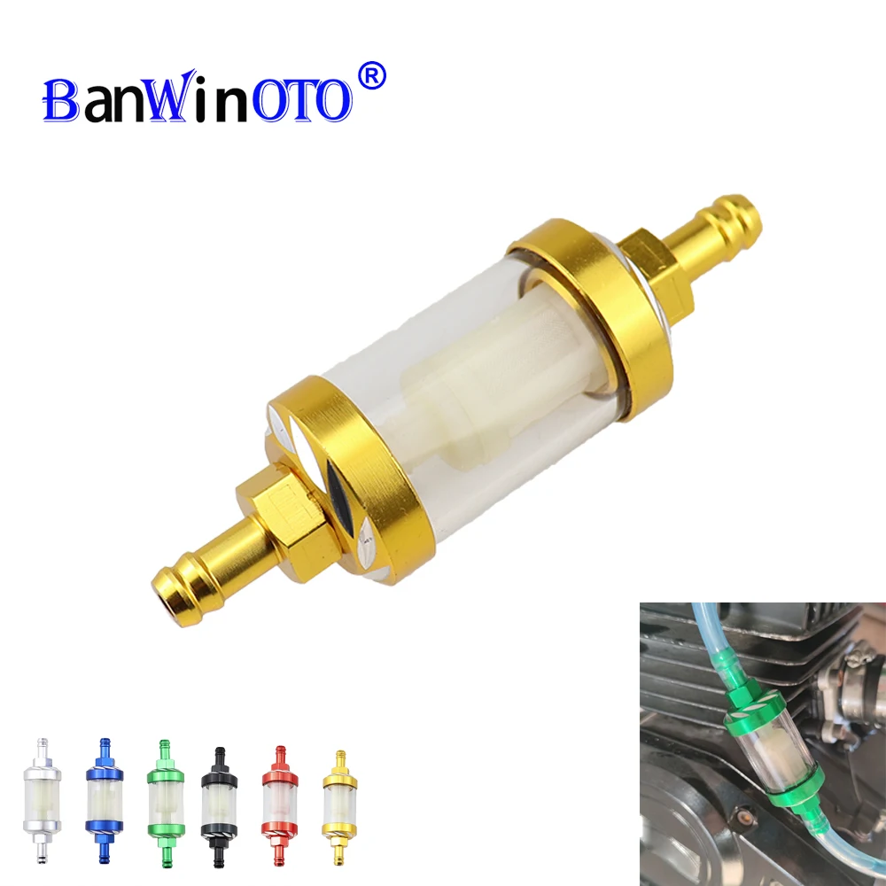 Motorcycle Petrol Gas Gasoline Oil Fuel Filter For Atv Dirt Pit Bike Off-road Vehicles Aluminum Alloy CNC Moto Universal 8mm