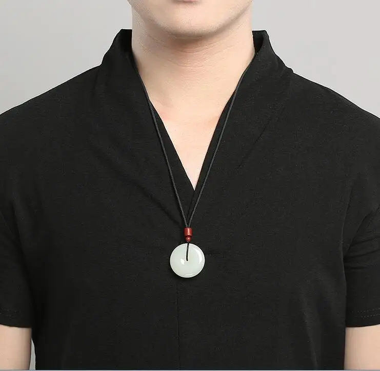 Hetian Ping'an Buckle Jade Drop Hanging Rope Festival Gift of Big Jade Peiyu Brand for Men and Women