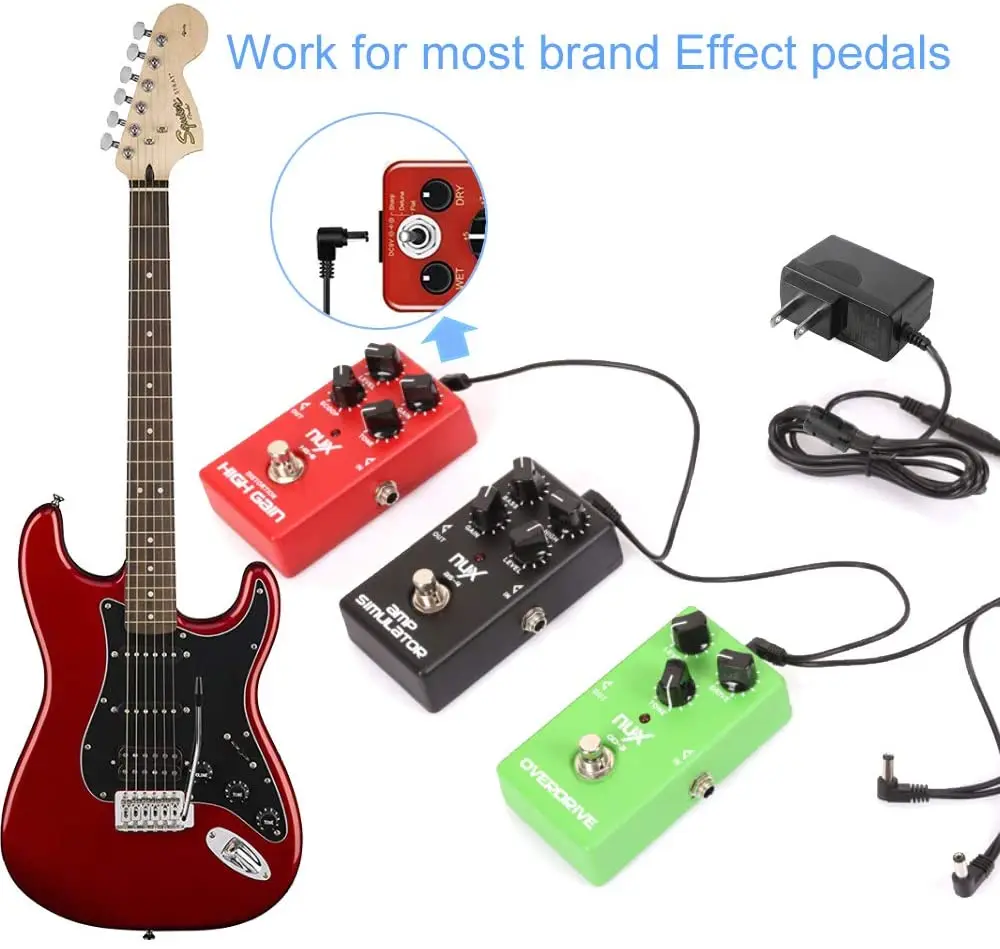 سلك شاحن للوحة مفاتيح بيانو كاسيو ، كابل إمداد بالطاقة لدواسات تأثيرات الغيتار بوس ، مركز محول التيار المتردد سلبي ، 9 فولت ، 1.5A