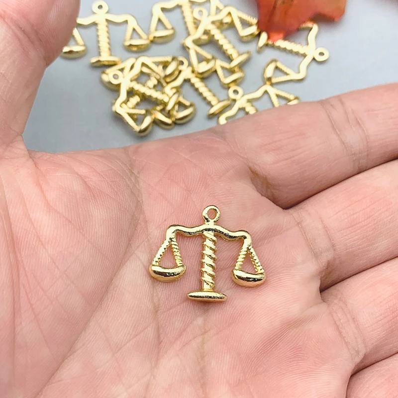 10Pcs Charms Libra Scales Of Justice 24x19mm Gold Color Alloy Balance Libra Pendant Wholesale For DIY Necklace Handmade Making