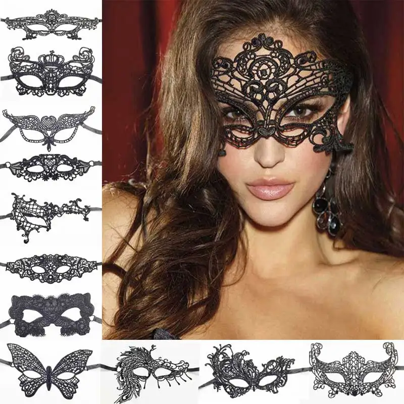 Máscara de encaje Sexy para mujer, máscaras de fiesta de Halloween, bola enmascarada, Cosplay, disfraces venecianos, Carnaval, media cara