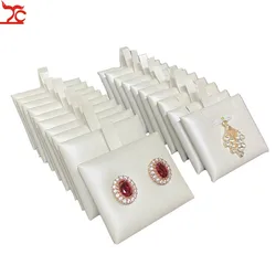 10 Pcs Earring Pendant White High Grade Brushed Leather Puff Card Jewelry Case Display Pads 5X4Cm 2