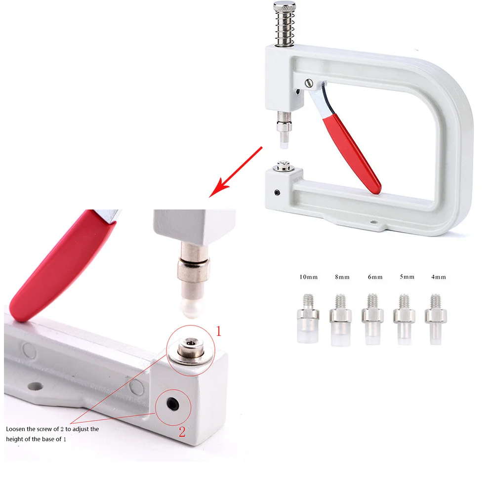 1 takım inci ayar makinesi araçları 5 boyutları reçine boncuk yarım inci kumaş sabit giysi için manuel pres makine DIY aksesuarları