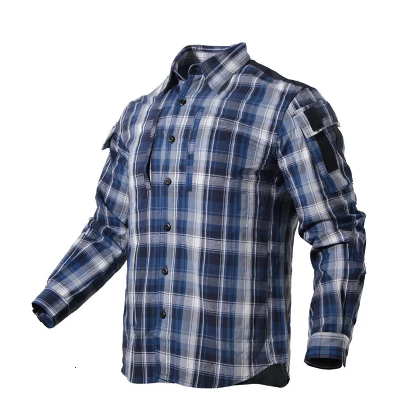 Plaid Tactical Shirt Men and Women, Long Sleeve, Cotton Clothes, Cycling, Camping, Hiking, Trekking, Fishing, Hunting, Cardigan