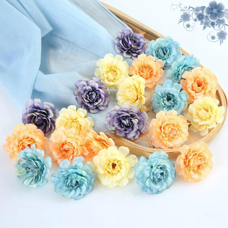 10pcs/lot DIY Headdress Garland Fake Flower Artificial Flowers Silk Rose Head Wedding Decorations For Home Bride Bouquet