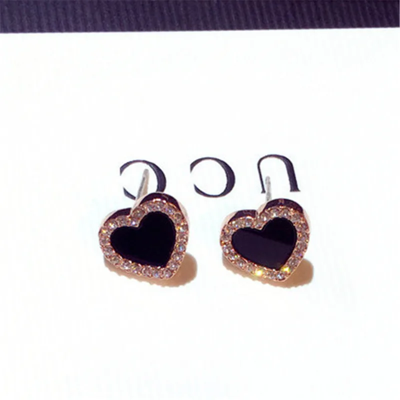 Boucles d\'oreilles de fiançailles en forme de cœur pour femmes et filles, bijoux d\'été, couleur or Rose, noir, cadeaux de mariage