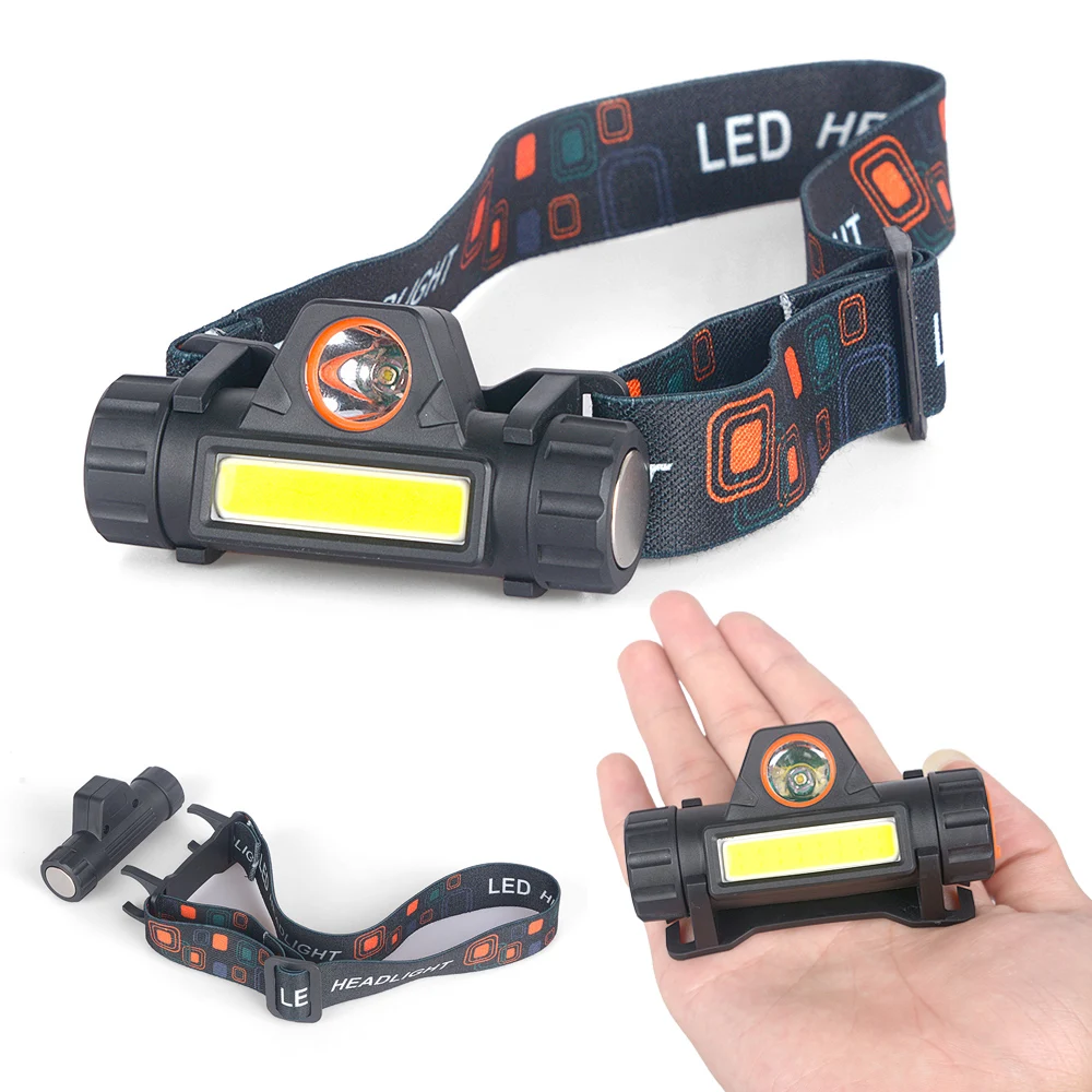 XP-G Q5 built-in 18650 battery 2 light mode with magnet Waterproof headlight head lamp flashlight LED head lamp COB work light