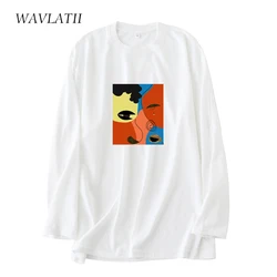 WAVLATII New Women Fashion Orange Long Sleeve T-shirts Female 100% Cotton Casual Spring Tees Lady O-neck Autumn Tops WLT2127