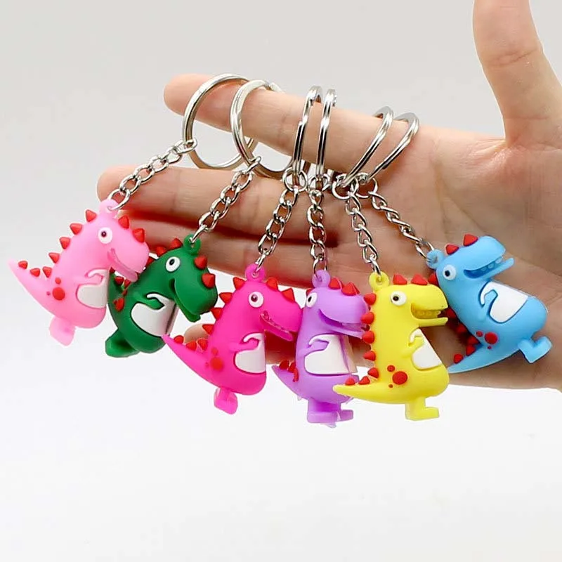 

6pcs/set Cute Cartoon Little Dinosaur Rubber Keychain Decoration for Kids Favors Colorful Dinosaur Party Supplies Birthday Party