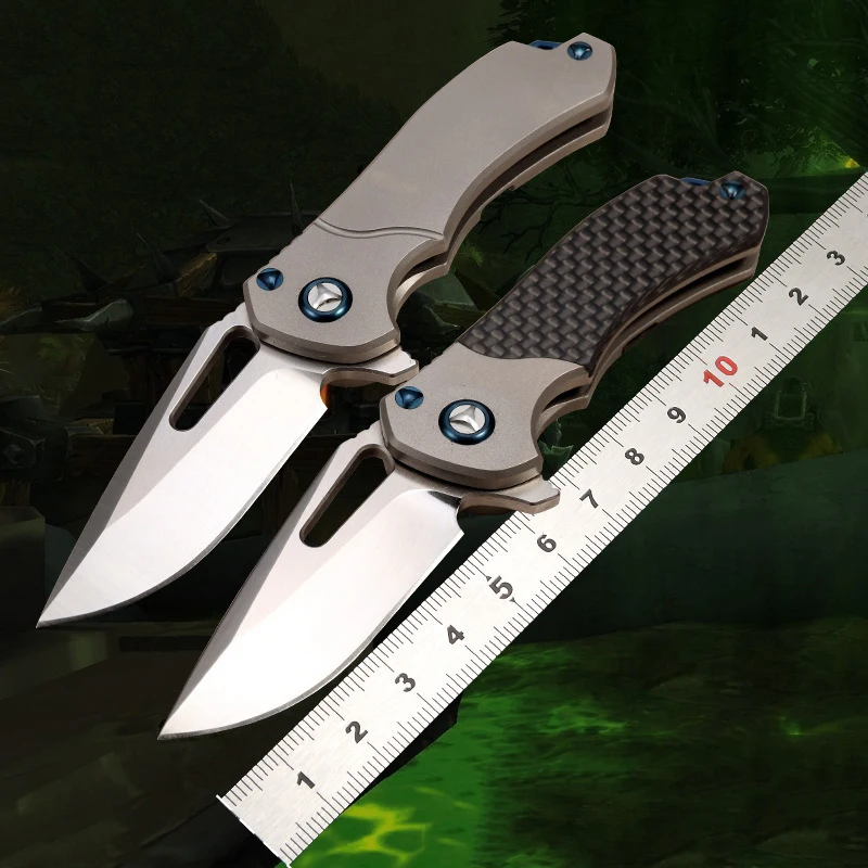 M390 Powder Steel Folding Knife Survive Pocket Knife Titanium Alloy/Carbon Fiber Handle Ceramics Ball Bearings EDC Knives Tool