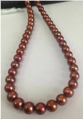 

Natural 18''AAA 9-10mm South Sea Genuine Chocolate Pearl Necklace 14k gold