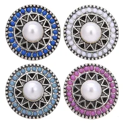 New beauty Crystal Pattern Pearl pattern 18mm snap buttons fit DIY 18MM snap buttons snap jewelry wholesale