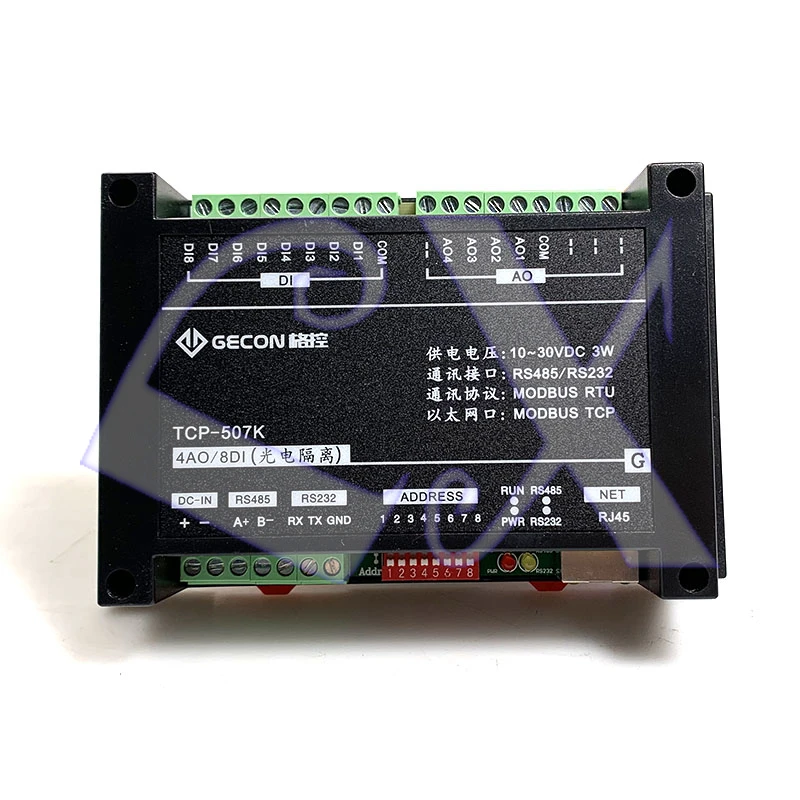 

TCP-507C 4AO analog 0-10V 4-20mA output RJ45 Ethernet module Modbus RTU&TCP communication protocol RS485 RS232