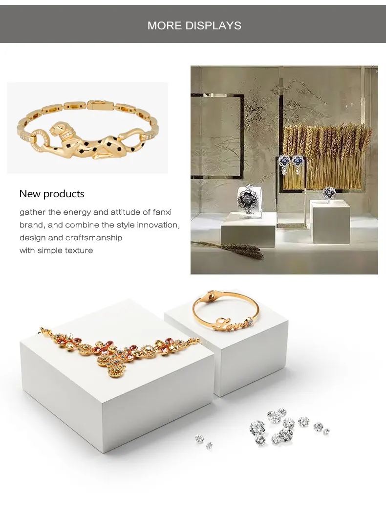 Oirlv Weiß Massivholz Schmuck Display Set für Armreif Ring Halskette Ring Shop Schrank Schmuck Veranstalter Rack – Detail 11