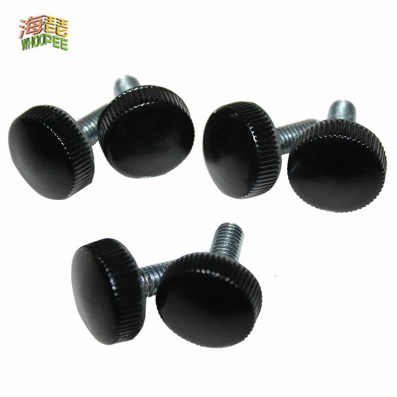 4 Pcs M5 M6 Black Bakelite hand screw Round /fillister head plastic hand screw (Head diameter 17mm)