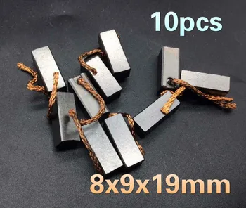 10 יחידות מברשת פחמן בגודל 8x9x19 מילימטר לרכב, מכונית, משאית, מכונת חימום, מאוורר, מנוע אוויר - מברשות פחמן בגודל 8x9x19 מילימטר