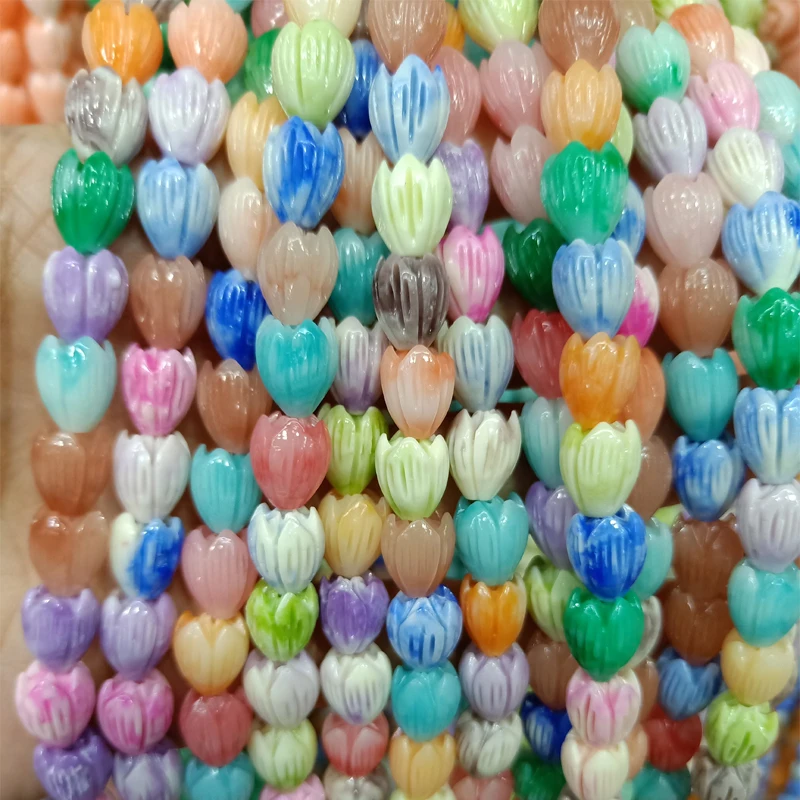 Jasmine Flower Shape Natural Coral Beads about8x10mm Loose Mix Color Coral Beads For Jewelry Making DIY Accessories