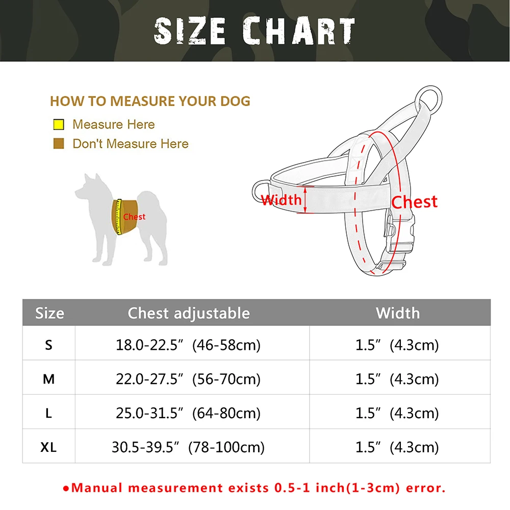 Personalized Nylon Dog Harness Military Tactical Dog Harnesses No Pull Reflective Pet Training Vests Print For Medium Large Dogs