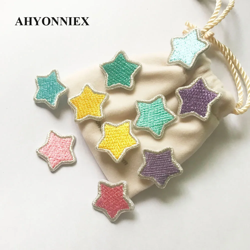 10pcs/lot 3cm Size Star Patches Embroidery Sticker Iron on Patches for Clothing Applique Embroidery DIY Clothing Accessories