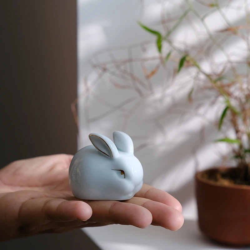 

Ceramic Figurines for Home Decoration, Cute Celadon Mini Rabbit Tea Pet, Tabletop Figurines, Arts and Crafts, Miniatures, Gifts