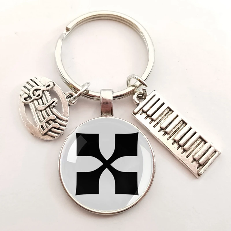 Musical instrument piano note symbol key chain key ring sharp logo treble bass clef icon flat key ring music lover jewelry gift