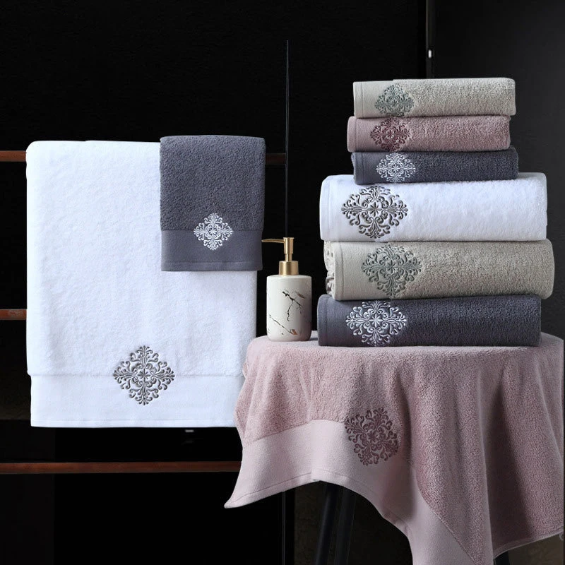 New Luxury Embroidery Adult Bath Towels Bathroom 140*80 cm Large Soft Cover Hotel For Home Blanket Decoration Terry Wedding Gift