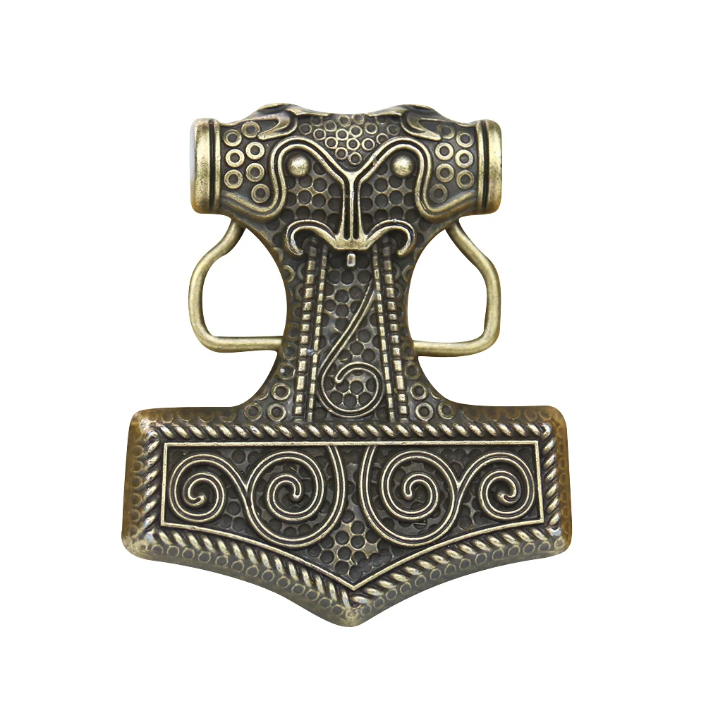 Retro Norse Mythology Hero Odin Hammer Belt Buckle Western Cowboy King Weapon God Viking Hebilla Cinturon Man Jeans Accessory