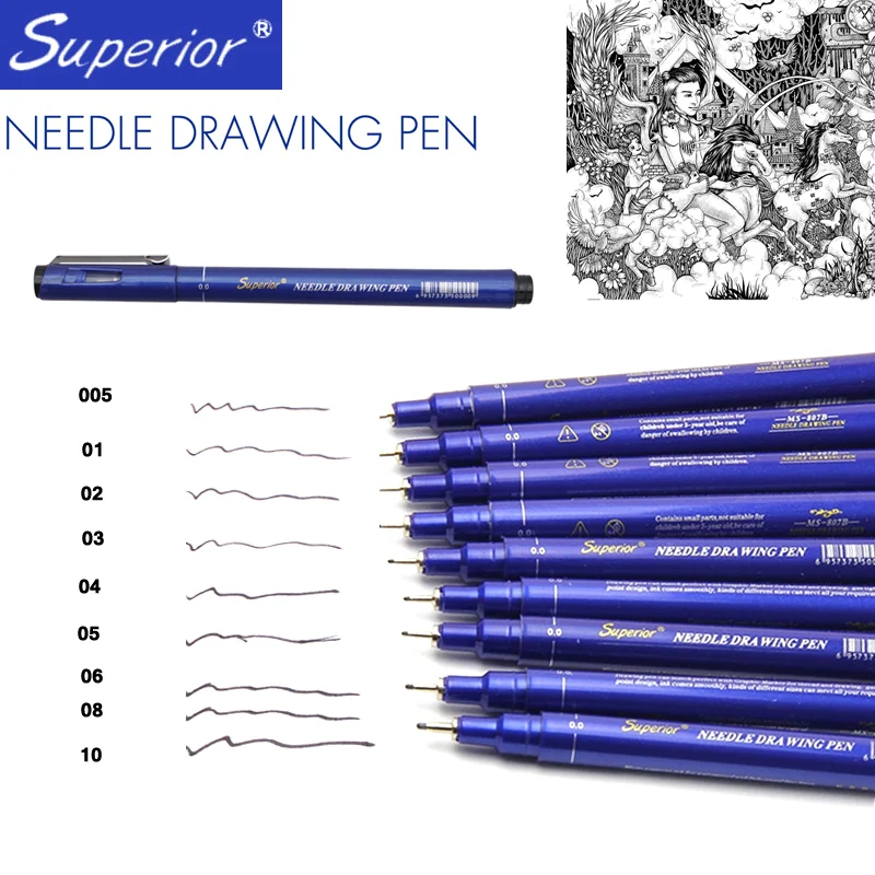 

Superior 9pcs/Lot Different Types Pigment Fine Liner Micron Water Based Sketch Markers Graffiti Pen Stationery Supplies