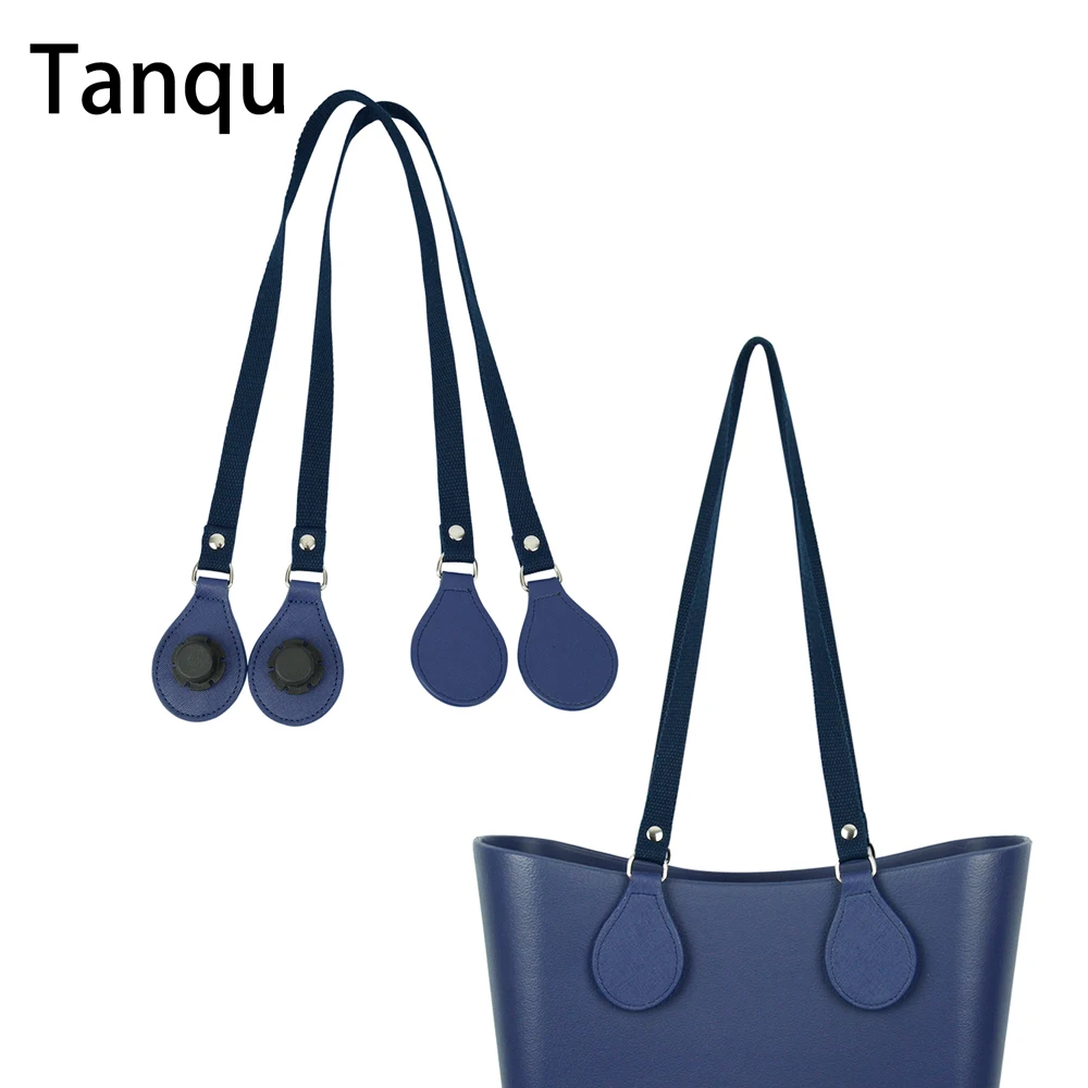 

New Arrival Long Thicken Polyester Cotton Flat Handles With Faux Leather PU Drop End with Silver Rivet for OBag for EVA O Bag