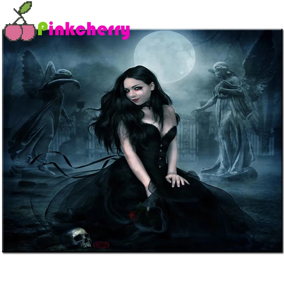 Sexy horror woman in black Diamond Painting 5D DIY Art Modern Diamond embroidery Mosaic Room Home Decoration k684